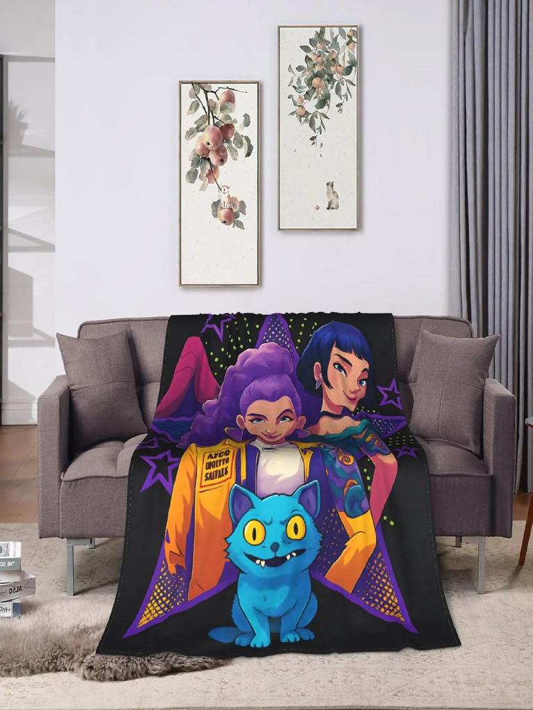 Super Soft KPop Demon Hunters Throw Blanket Plush Bedding for Kids Couch Chair Flannel Bedspread Cover