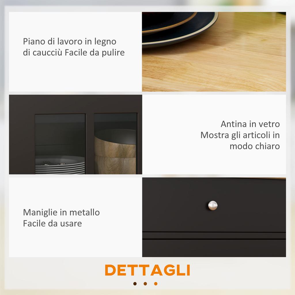 Kitchen Cart With Drawer Adjustable Cabinet And Towel Rack Wooden 67x48x86.5 Cm Black And Oak
