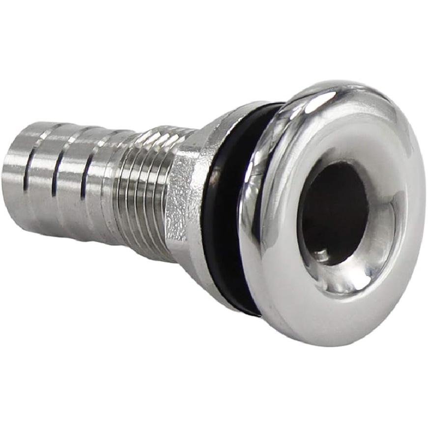 keehui 316 Stainless Steel Durable Combo Stainless Steel Thru-Hull Fitting w/Nut with Custom Gasket Boat Plumbing Fittings for Boats, Yachts, Marine