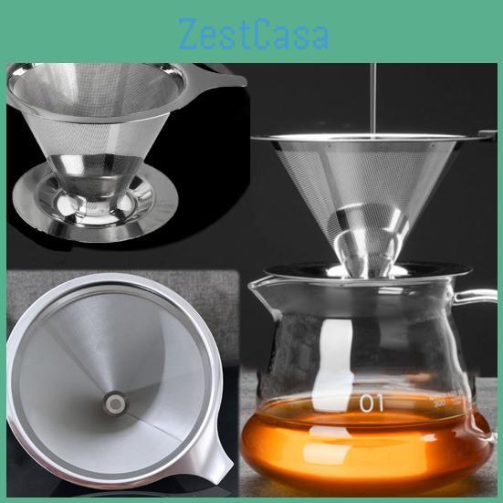 1 Filter Funnel Set Coffee Stainless Steel Coffee Dripper Heatresistant Reusable Cone Filter For Home Kitchen