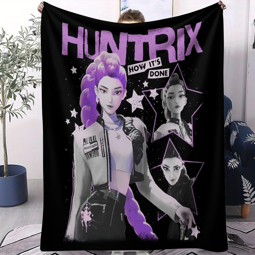 KPop Demon Hunters Printed Blanket Girls Boys Plush Throw Blanket Sofa Blankets Warm Birthday Gifts For Girls Huntrix Blankets