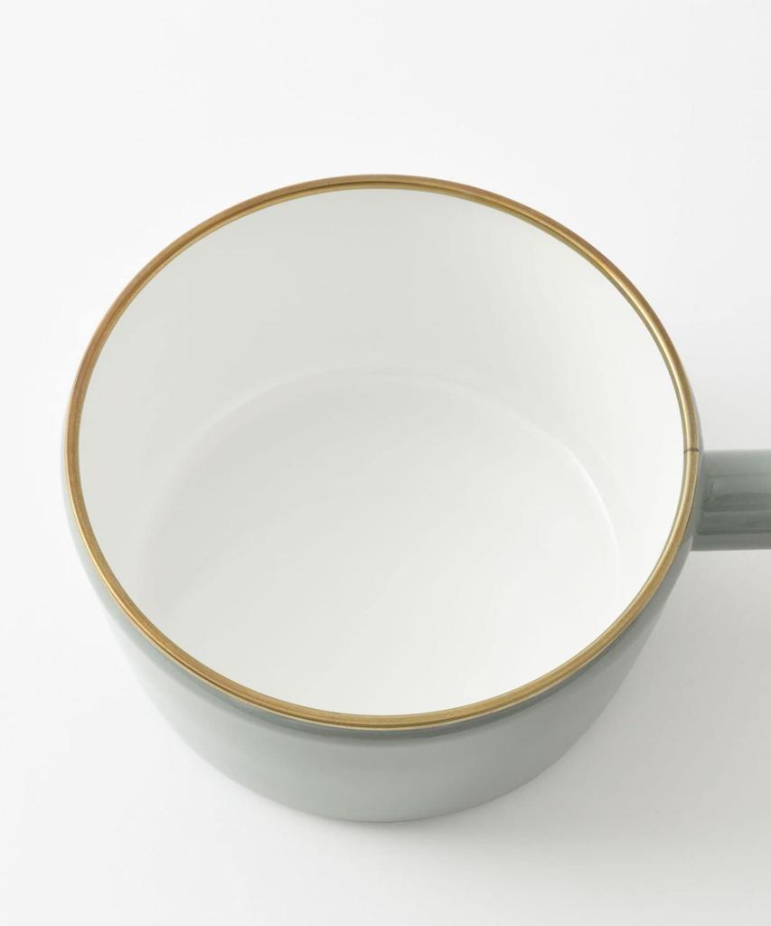 BRUNO Enamel 16cm Saucepan with Lid, Natural Wood Grain, Greige, Compatible with Induction Cooking, Direct Heat, and Gas, Collaboration with Fuji