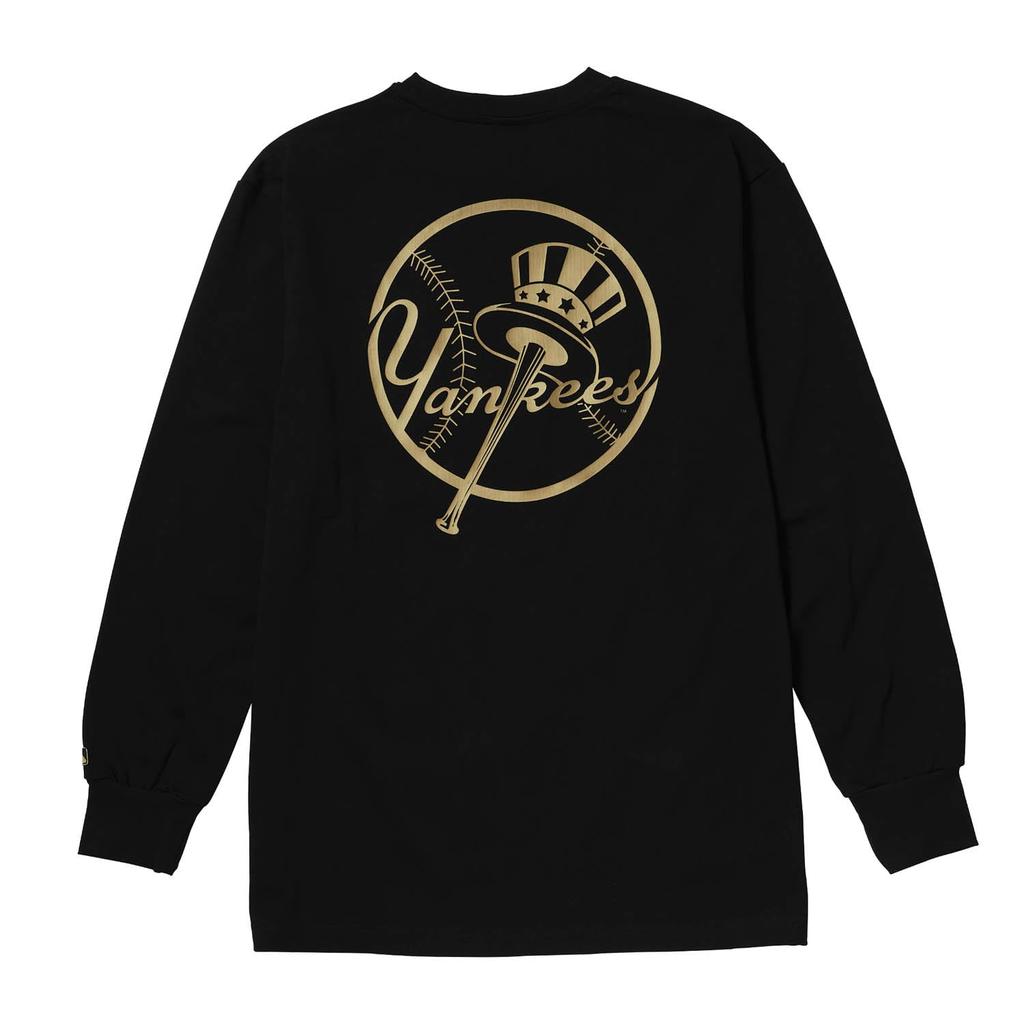 Fanatics MLB Standard Gold Print Logo Tee, New York Yankees, ML0325FW01, Black (BLK_NY)