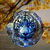 Metal Wind Spinner 3D Blue Tiger Design Hanging Decor for Garden Yard Balcony Outdoor Decoration No Battery Needed