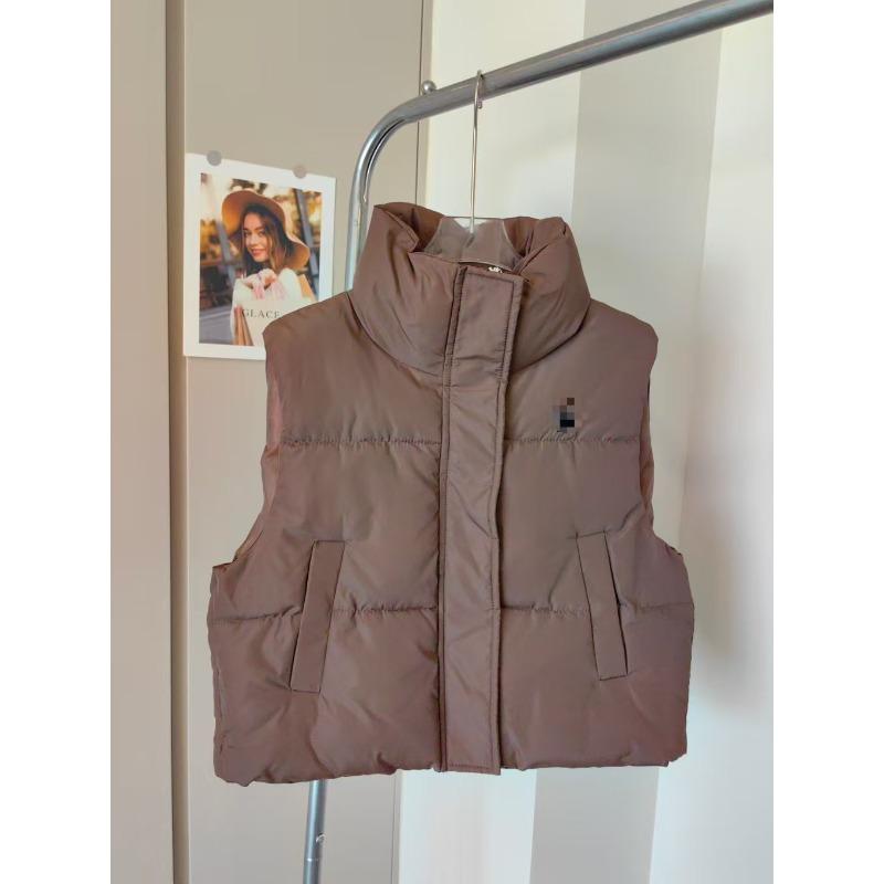 Embroidered down cotton vest women's autumn and winter stand-up collar short loose casual warm vest jacket