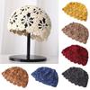 Flowers Knitted Hat Hollowed Out Skullies Hat Breathable Sun Visor  for Women