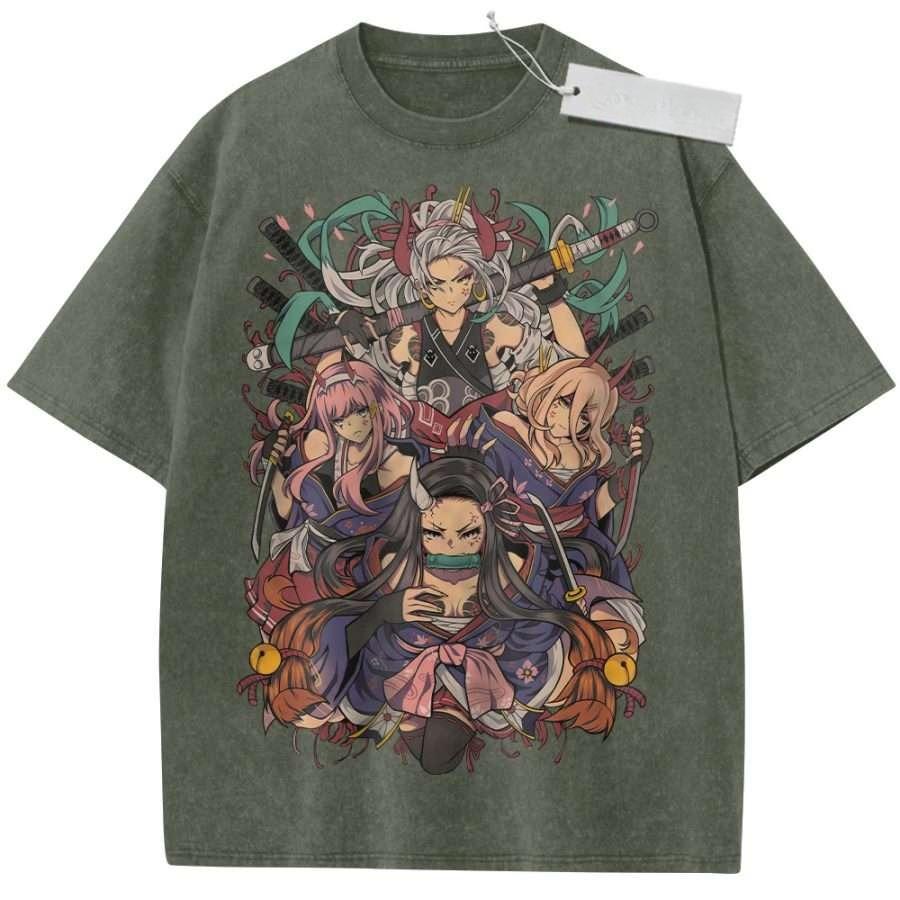 Unisex Washed Purple Vintage Tshirt One Piece Female Warriors Highquality Fabric for Home Leisure Travel Shopping