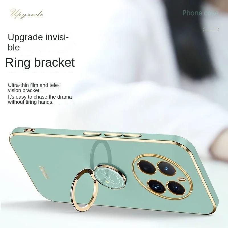 for Realme 14 Pro Plus Lanyard Case Ring Holder Soft Silicone Plating Case for Realme 14 14Pro Lens Protection Back Cover