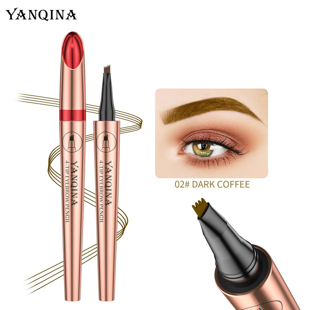 YANQINA Line Eyebrow Pen Карандаш для бровей с четырьмя вилками Жидкий карандаш для бровей