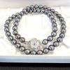 Akoya Pearl Black Necklace Natural Pearl Jewelry High-Luster Approx.40cm 7.0mm–7.5mm 33.2g Silver Clasps w/Box