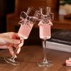 1-pack Creative Pink Bow Champagne Tall Wine Glass Sparkling Wine Glass Suitable for Family Dining Table Outdoor Party Festival