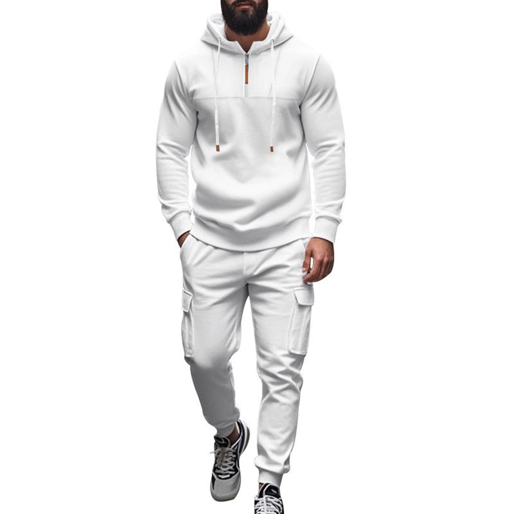 Men Leisure Hooded Hood Hoodie Trousers Adding Fleece Loose Hoodie Set