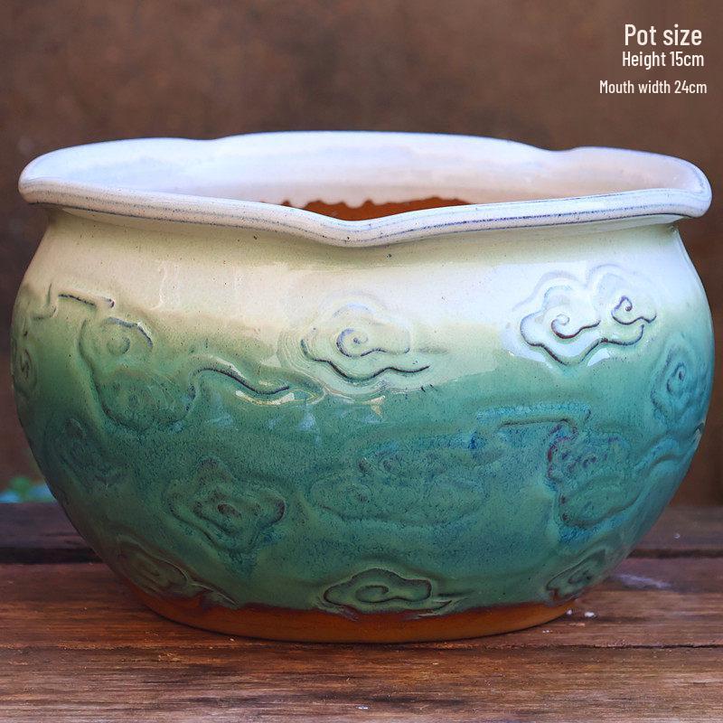 Extra Large Ceramic Bonsai Pot with Wide Caliber, Coarse Pottery for Succulents and Bougainvillea.