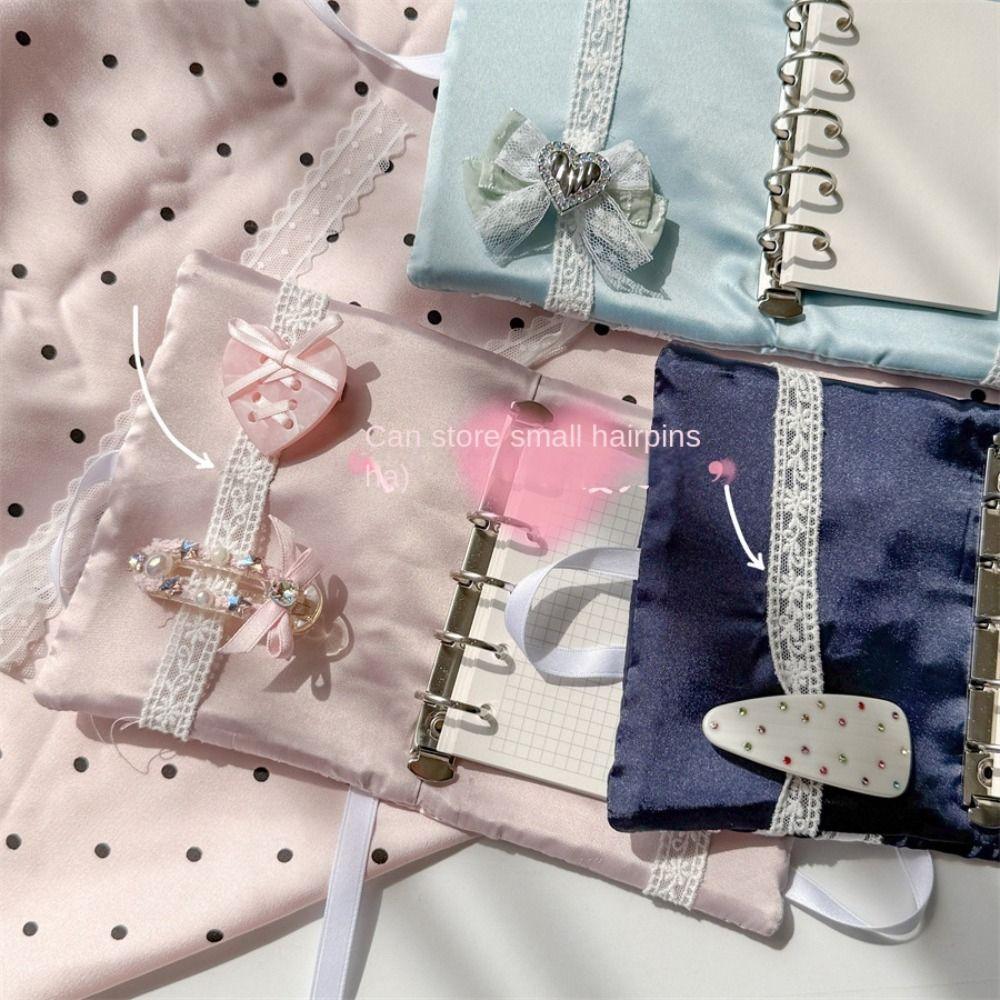 Lace Bow Handbook Cover Case 5 Holes Card Booklet Cover Creative Scrapbook Notebook Cover Gift