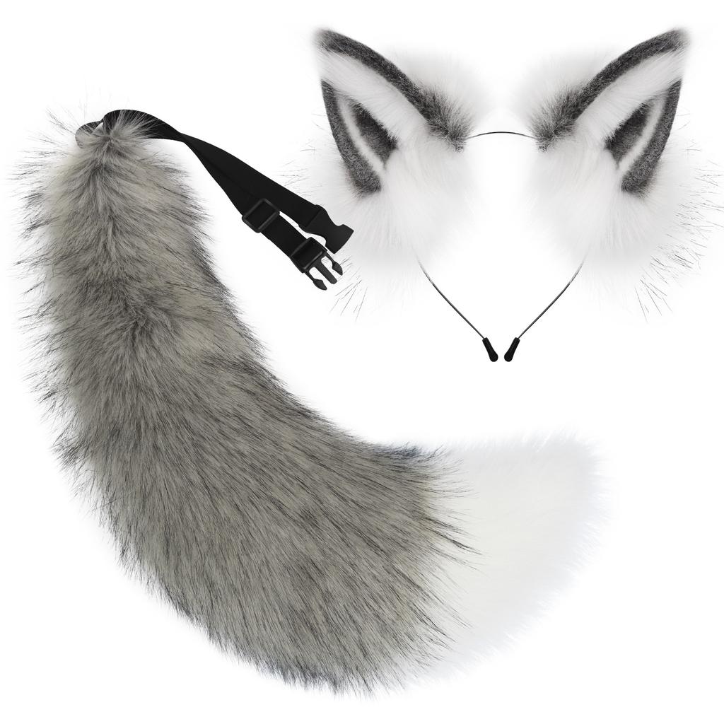 Animal ear headdress, animal tail comic exhibition cosplay props, plush fox ears headband, tail set, animal ear headband