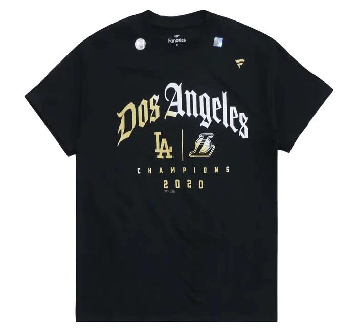 Лос-Анджелес 2020 Мужская футболка LA Dodgers & LA Lakers Dos Angeles Championship 100% Хлопок Мужские Футболки Топ