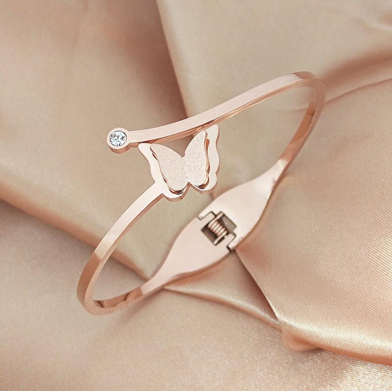 Женский браслет из циркония розового золота: Невыцветающая титановая сталь, нишевый дизайн в стиле легкой роскоши