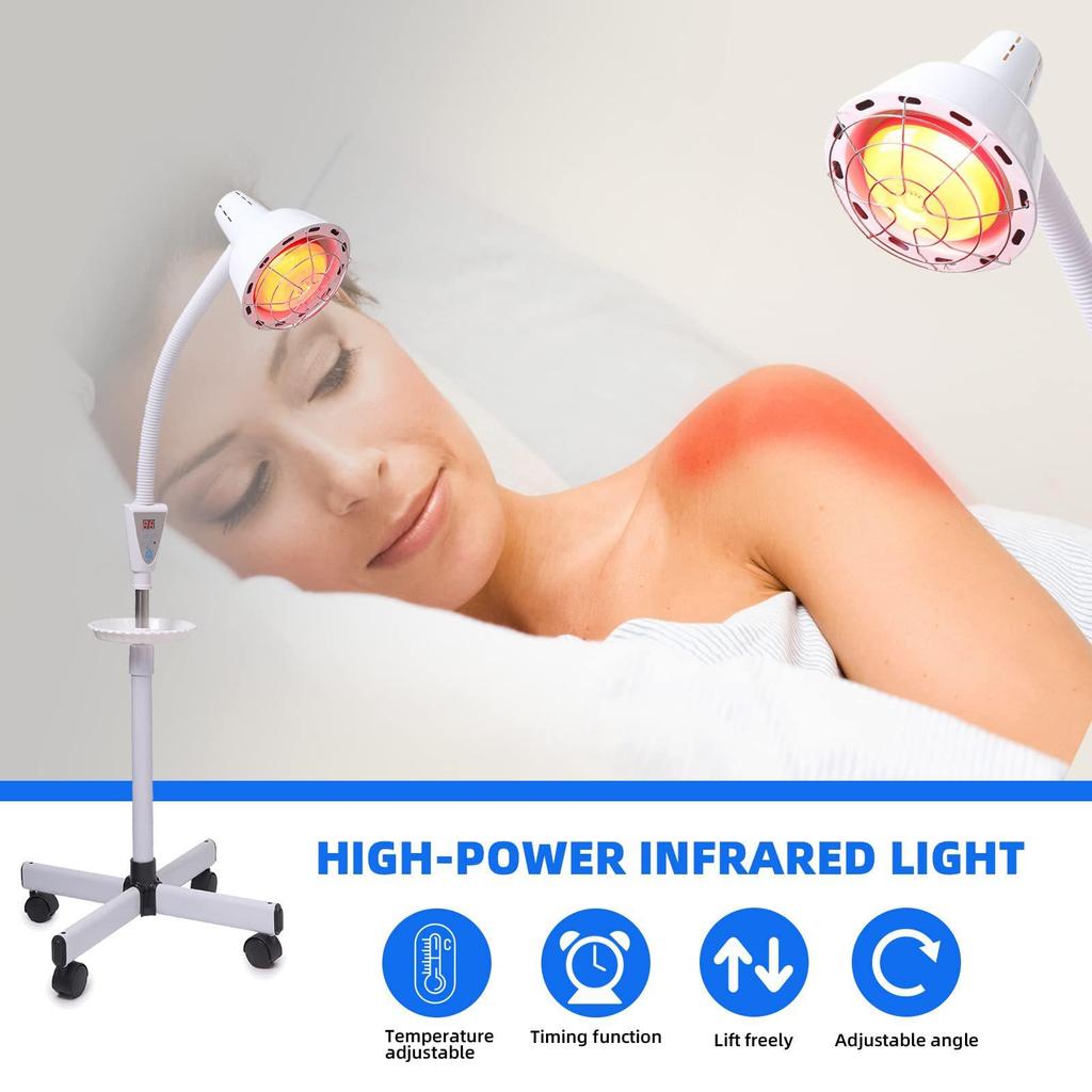 Инфракрасная лампа для обогрева 275 Вт, инфракрасная лампа для обогрева ближнего красного цвета для облегчения боли в суставах и мышечных болей для тела, стоячая лампа для обогрева