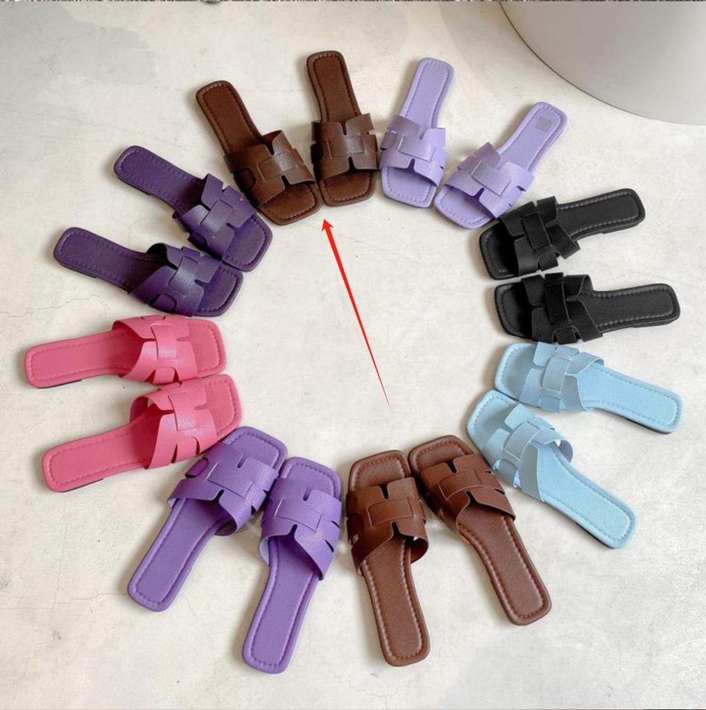 Women's Solid Color Square Head Slip-On Slippers - Breathable, Flat Design for Home, European & American Style