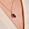 Подвеска с аметистом, эффектное колье с аметистом, натуральный фиолетовый драгоценный камень, стерлин