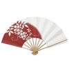 Веер Танцующая Белая Плакучая Глициния [Агеста], 9,5 см, Бамбук, (Темно-красный)