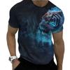 T-shirts Men Animal Tiger 3d Print Fashion Short Sleeve Tops Micro Elastic Sport Fitness T Shirt For Men Clothing