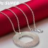 Super Fine 925 Sterling Silver Woven Round Pendant Necklace Wedding Fashion Jewelry