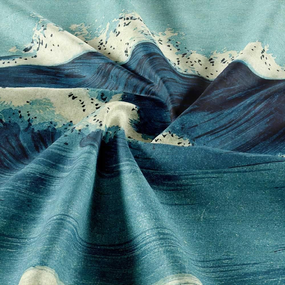 Ydbkt Retro Ocean Tapestry Wall Hanging, Blue Abstract Wave Wall Art, 40L" x 60W", Bedroom Decor