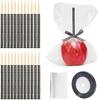 24Pcs Candy Apple Stick Kit, 24P Bling Stick for Apple Rhinestone Wooden Skewers with 24P Bags/ 25 Yard Glitter Ribbon, Bling Skewers for Caramel