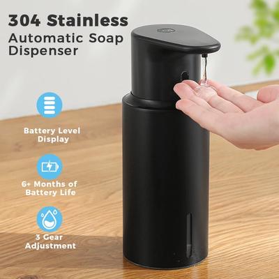 Dispensador de jabón de cocina de 480 ml con sensor automático, máquina dispensadora de desinfectante de manos, dispensador eléctrico inteligente de jabón para el cuerpo, acero inoxidable 304