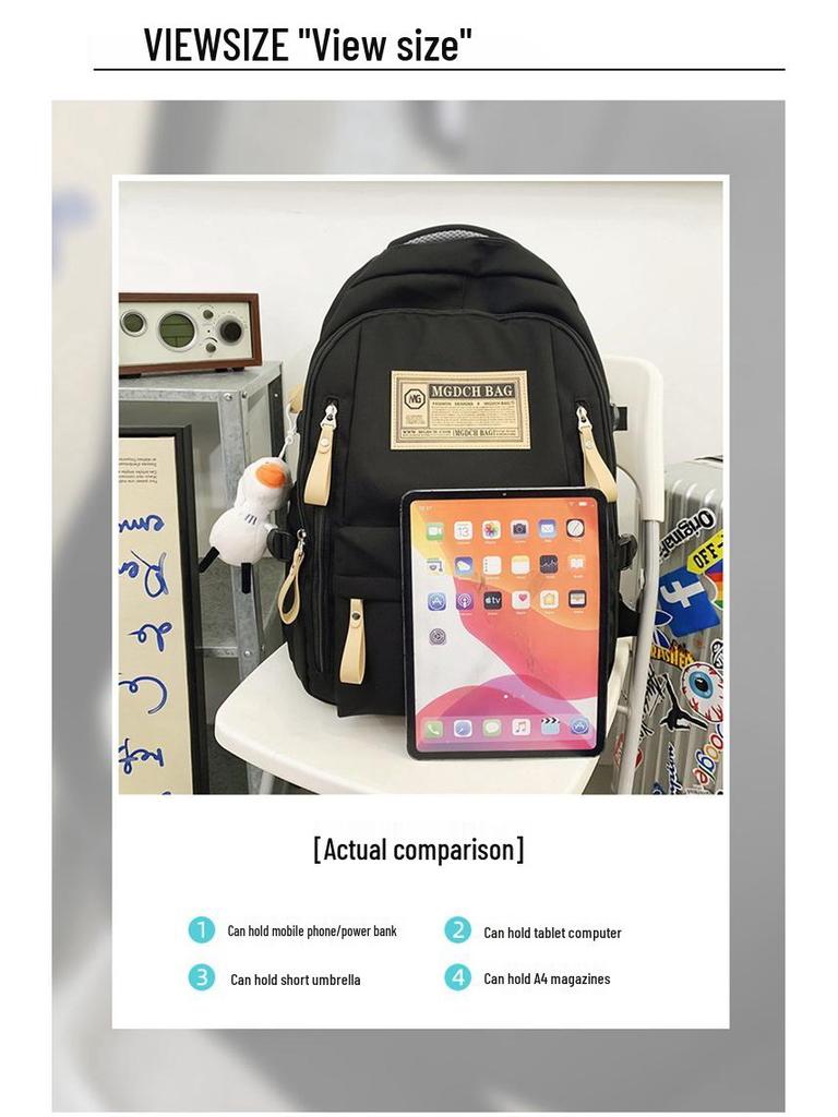 Fashionable Water-Repellent Student Backpack: Trendy High-Capacity Design for Couples