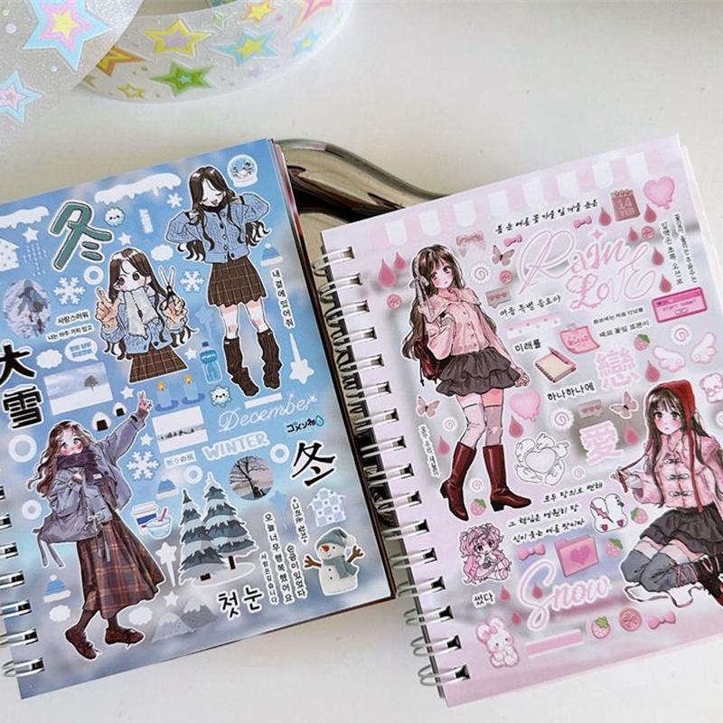 30 Sheets Korean Ins Cute Decorative Stickers Book Y2K Scrapbooking Phone Case DIY Journal Collage Material Sticker Gift