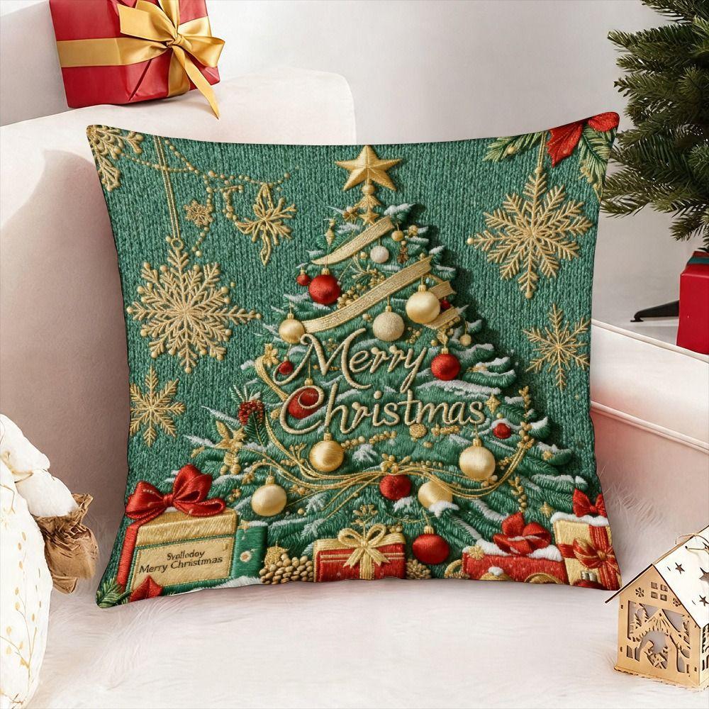 Cartoon Christmas Pillow Covers Flat Printing Xmas Pillowcase Snowman Pillow Case Sofa Decoration