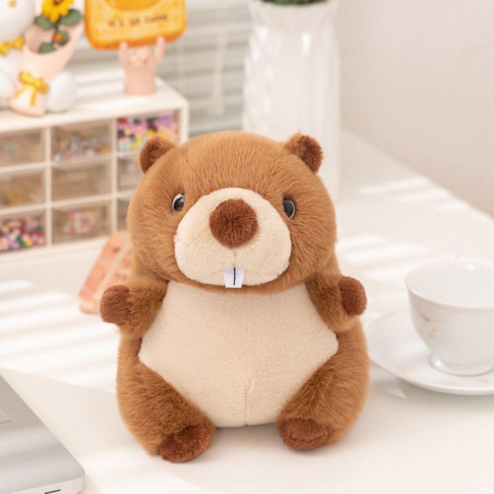 Simulation Stuffed Cartoon Groundhog Doll PP Cotton Chubby Marmot Stuffed Toy Decoration Gifts