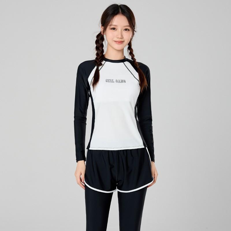 Girls UV Protection Long Sleeve Rash Guard Set With Matching Bottoms Cap Swimming Surfing Diving