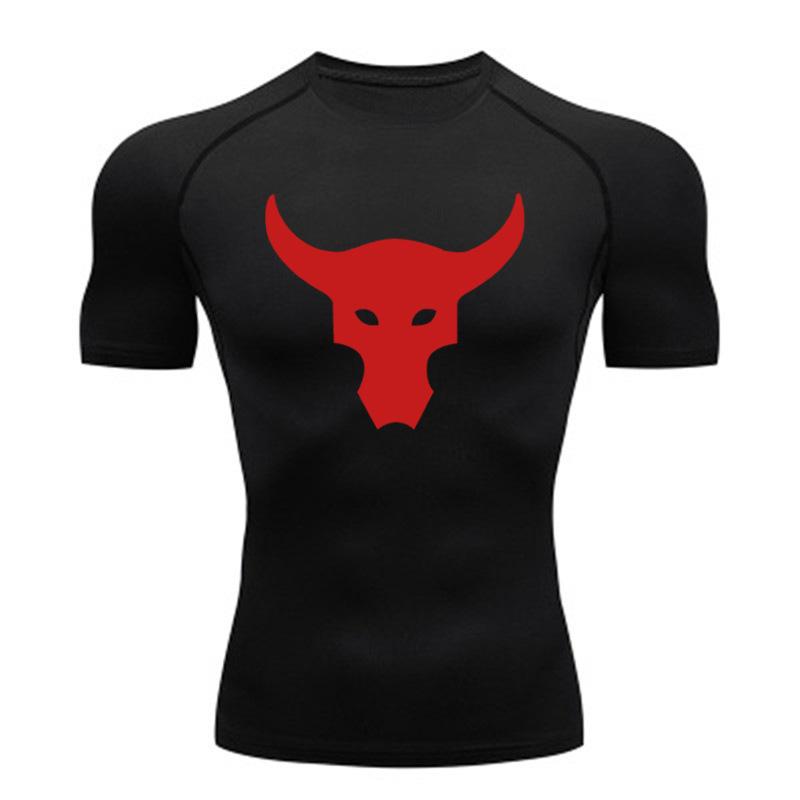 Футболка премиум-класса Quick-Dry Bull Head — дышащая ткань для бега и тренировок на свежем воздухе | Минималистичный черно-белый дизайн | Тренд в области фитнеса в Европе