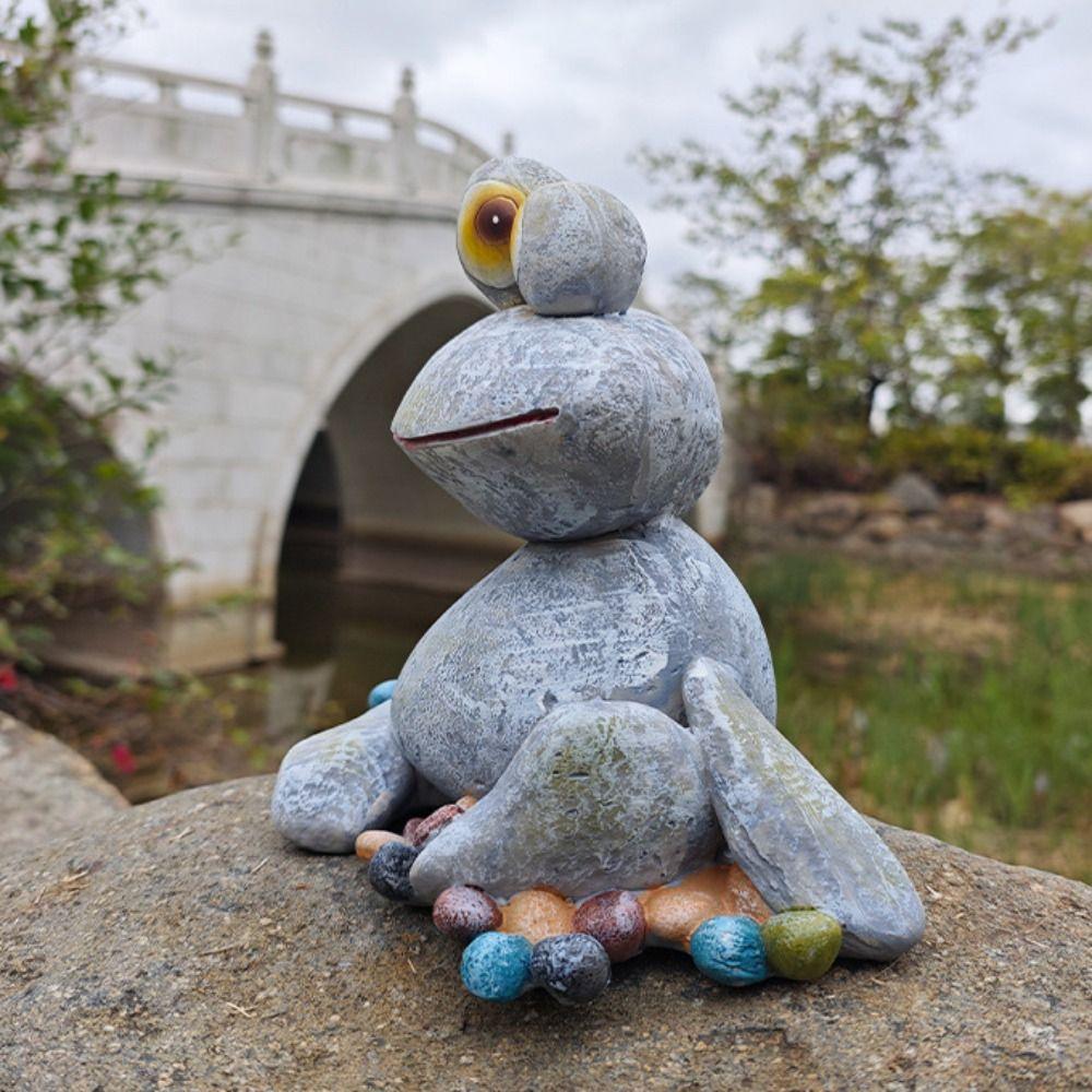 Мультяшная статуэтка лягушки Милое садовое украшение Садовое украшение Скульптура животного Дети