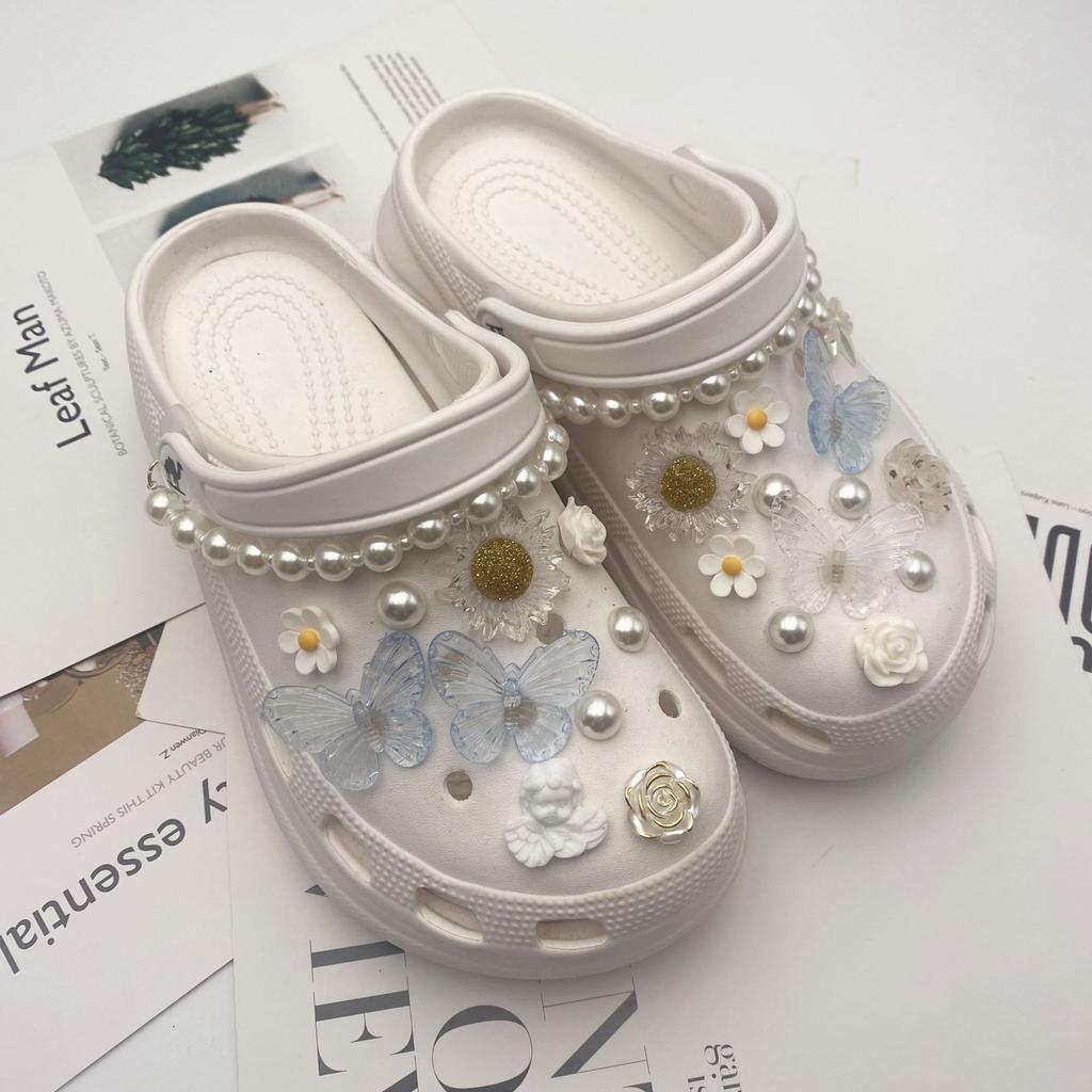 Shoe Charms DIY Diamond Pearl Butterfly Detachable Decoration Buckle Shoe Charm Accessories Girls Party Gift