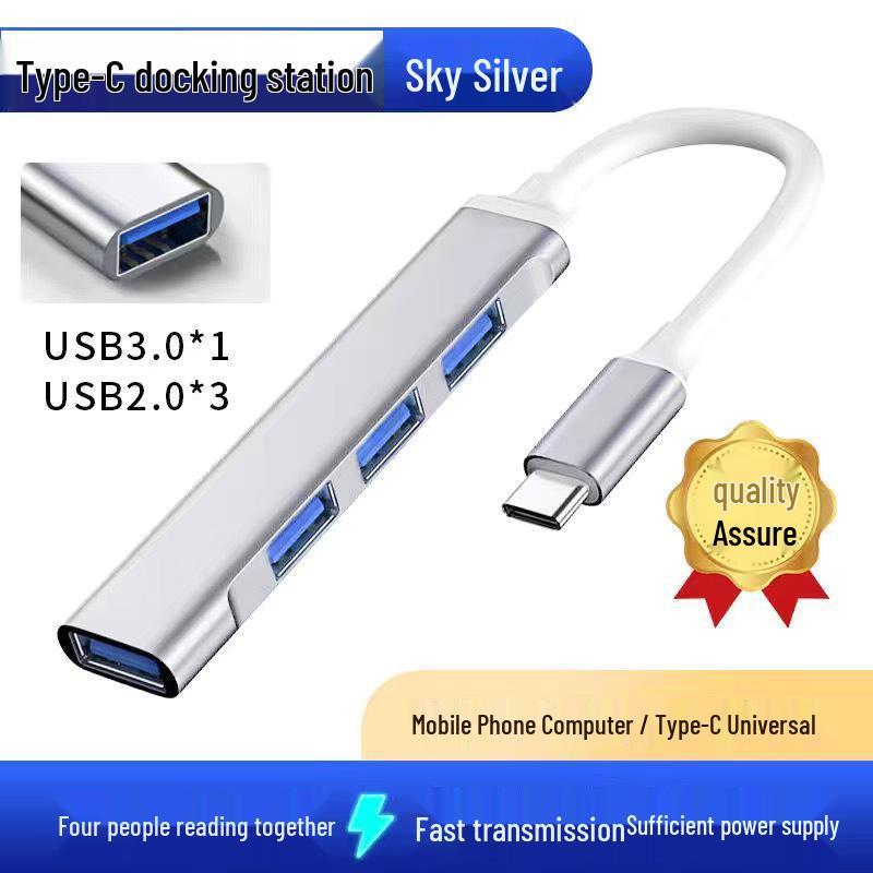 Мини-хаб USB 3.0 Type-C, алюминиевый: Док-станция-разветвитель на 4 порта
