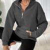 Women's Oversized Half Zip Sweatshirt - Winter Fleece Hoodie Long Sleeve Crewneck Pullover Casual Streetwear