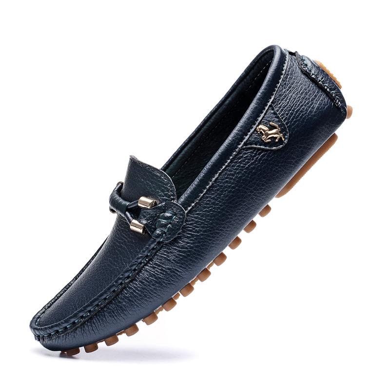 2024 White Loafers Men Handmade Leather Shoes Black Casual Driving Flats Blue Slip-On Moccasins Boat Shoes Plus Size 46 47 48