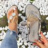 Fashion Women's Flat Flip-flops Summer New Round Head Crystal Flower Hollowed-out Toe Sand Sandals
