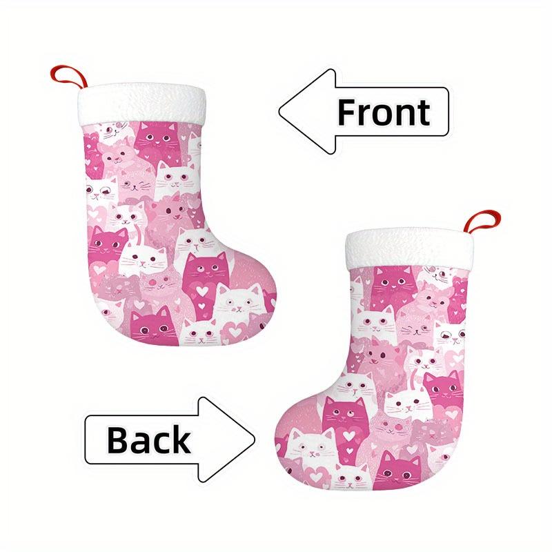 Christmas decoration fireplace hanging stocking1pc Cute Pink & White Cat Christmas Stocking - Festive Holiday