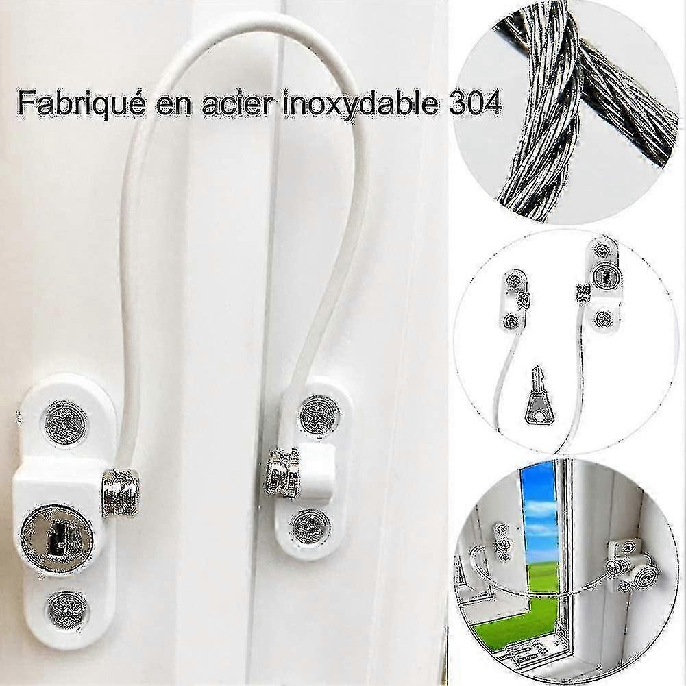 Case Pack White Security Window Lock, Window Security Door Lock with Key