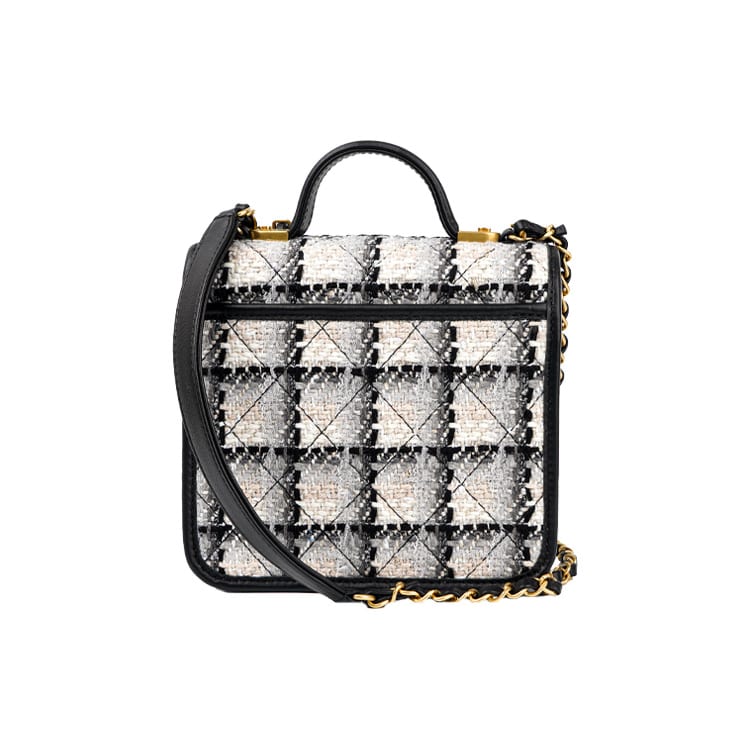 CHANEL Soft Tweed Material Gold Metal Flap Bag, One Shoulder Handbag Small Women's Milk White & Multicolor AS3652-B09403-NK472