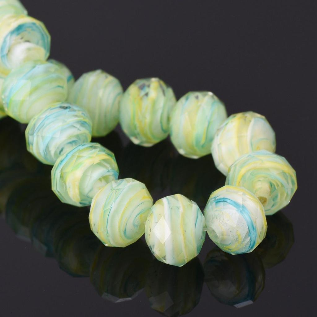 10pcs 12x8mm Rondelle Faceted Opaque Lampwork Glass Loose Spacer Beads For Jewelry Making DIY Crafts Findings