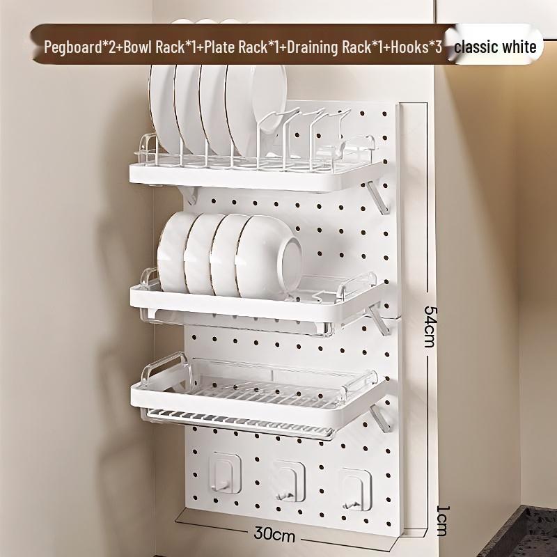 Настенная кухонная перфорированная доска без сверления: Многофункциональный набор-органайзер для хранения крышек от кастрюль и мисок