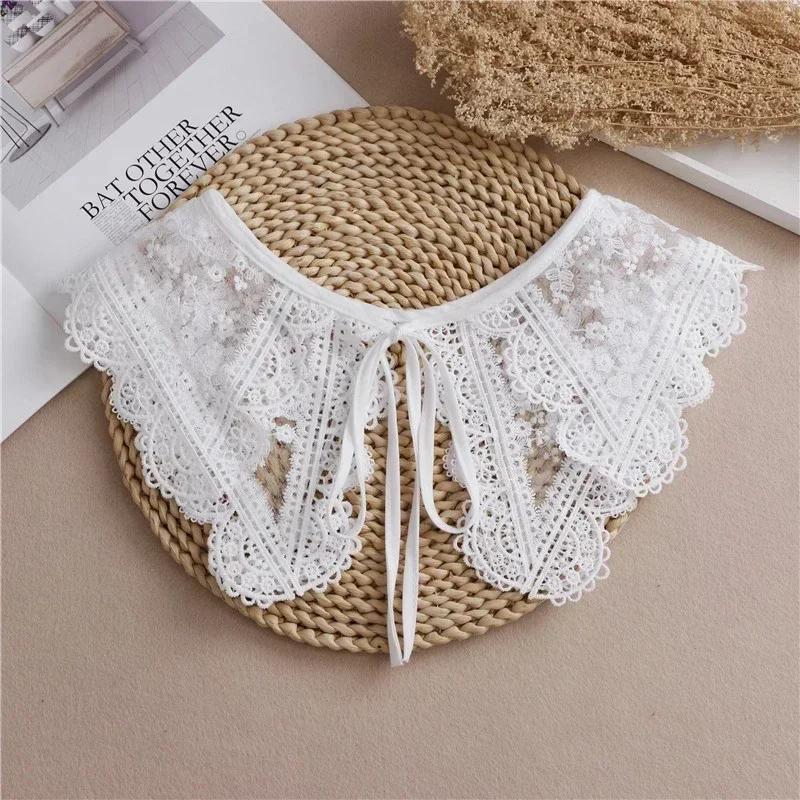 Summer Bow Tie Shawl White Fake Collars for Women Removable Dress Detachable Collar Wrap Shawl  False Collar Decor