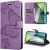 Case for Xiaomi Redmi Note 13 Pro 5G - Purple - Leather Effect - Card Holder - Butterfly Pattern - 2 Tempered Glasses