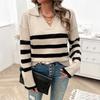 Женский свитер в полоску с длинными рукавами в праздничном и повседневном стиле для весны и лета